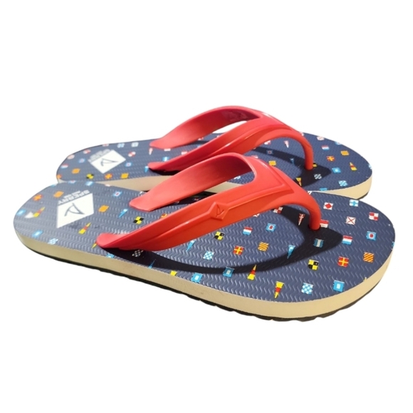 New Sperry Women's Flip Flop Red Navy Nautical Thong Sandal Beach Pool Slip On 6 - Picture 1 of 6